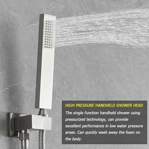 Shower System Brushed Nickel 10 Inch Rain Shower Head Ceiling Mount With Handheld Luxury High Pressure Two Function Shower Combo
