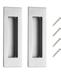 2 Pack Pocket Door Handles For Sliding Closet Doors, Five Point Nine Inch Flush Barn Door Pulls In Brushed Nickel with screws