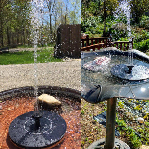 Sun Powered Bird Bath Fountain Pump With Four Nozzles And A 1.4W Solar Panel Kit Submersible Water Pump in outdoor settings