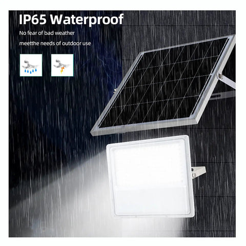 JUDYSSY Solar Flood Lights Outdoor Led 178Pcs 160Lm/W, waterproof solar panel in rain, for outdoor use.