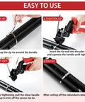 Four-step guide using Heavy Duty Zip Tie Gun Kit With 300 Stainless Steel Zip Ties, self-locking and trimming process.