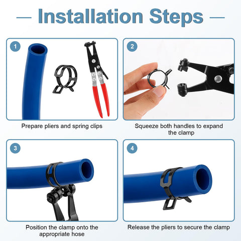 152 Piece Spring Band Hose Clamp Kit With Pliers 16 Sizes From 6 To 25 Mm automotive installation steps