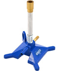No Tip Bunsen Burner for LPG Fuel, Iron Body, blue cast iron base and serrated inlet arm visible