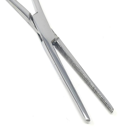 Hemostat forceps, 6.25-inch straight stainless steel, autoclave-ready, heavy-duty (side view)
