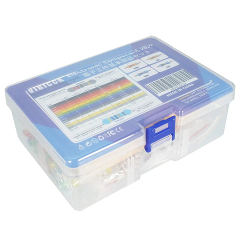 1390 Piece Electronics Component Kit For Makers And DIY Enthusiasts With LEDs Resistors Capacitors Diodes And Transistors plastic box