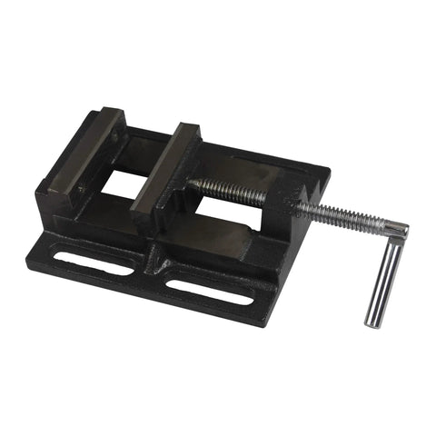 Flat Drill Press Vise 4 Inch for Home Shop Use with Heavy Duty Malleable Cast Steel Body and Powder Coat Finish