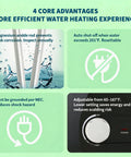 4 Gallon Mini Tank Under Sink Water Heater Pumps Out Heat On Tap For Kitchens And Bathrooms With Compact Footprint features auto shut-off and adjustable settings.
