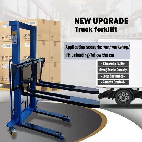 Ultra Hardcore Heavy Duty Semi Electric Pallet Stackers With Remote Control For Smooth Warehouse Hauling And No Sweat 1500 Pound Load Capacity Adjustable Forks, electric lift with remote control.