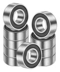686 2RS Deep Groove Ball Bearings 6x13x5mm Chrome Steel Double Shield ABEC5 Ten Pack for electric motors, shown stacked