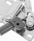 Close-up of 45 Degree Tip Out Frameless Cabinet Hinges With Soft Close Damper For Quiet No Slam Smooth Closing And Noise Reduction