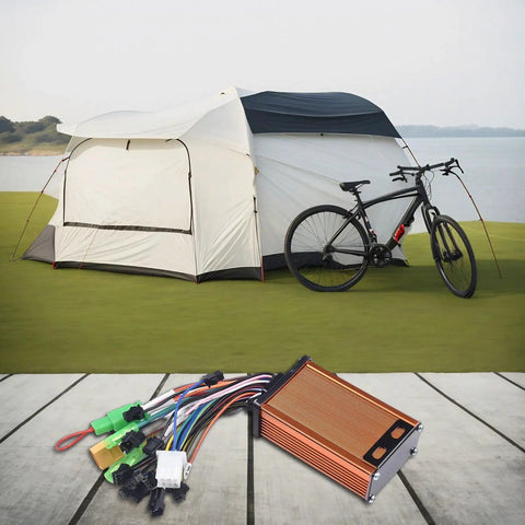 Sine Wave Brushless Controller For Electric Scooters And E Bikes 36V 48V 52V 350W with camping tent and bicycle