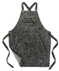 Denim Apron With Deep Pockets For Hair Stylists Baristas Gardeners And Craft Pros Cross Back Straps Adjustable From Small To Large Black 100 Percent Cotton Work Apron