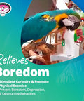Tape Dispenser Bird Toy With Cardboard Bagel And Machine Paper, Chewable Shredding Components, Sensory Bell, Perfect For African Grey Parrots And Cockatoos, Large Bird Size 14x5 Inches, High Energy Mental Stimulation And Fun; teal bird toy graphic