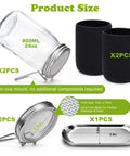 Complete All In One Sprouting Kit With Glass Mason Jars, Stainless Steel Mesh Lids, Angled Drainage Stand, And Light Blocking Sleeves, 2 Pack