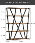 Dope Rustic Industrial 67 Inch Bookcase With Metal And Wood Shelves 5 Tier Tall Open Display Shelf Vintage Brown Home Office And Living Room Storage Unit Sturdy Floor Standing Bookshelf dimensions