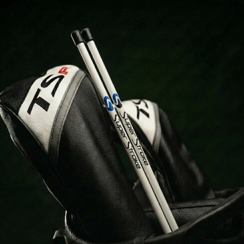 Golf Alignment Sticks 45 Inch Fiberglass Rods Training Aid Set of 2 white in golf bag with black club covers