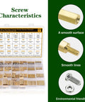 480 Pcs M2 M2 5 M3 Motherboard Standoffs And Screws And Nuts Kit With Dead Nut Tight Brass Spacers Built For Laptop Mods Easy DIY Assemblies Smooth Fitting On Raspberry Pi Circuit Boards in organized tray.