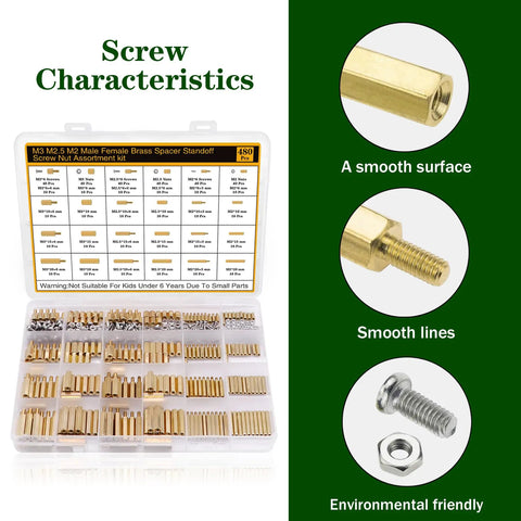 480 Pcs M2 M2 5 M3 Motherboard Standoffs And Screws And Nuts Kit With Dead Nut Tight Brass Spacers Built For Laptop Mods Easy DIY Assemblies Smooth Fitting On Raspberry Pi Circuit Boards in organized tray.