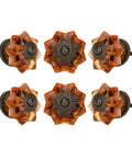 Amber Crystal Knob Set For Cabinets And Drawers By Perilla Home Handmade Vintage Glass Cabinet Hardware For Kitchen Dresser Wardrobe Cupboard With Six Knobs, showing six amber glass knobs with hardware visible.