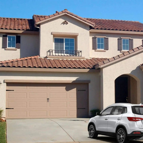 Heavy Gauge Steel Garage Door Hinges Six Piece Kit Boasts Rock Solid Dampening With Dead Smooth Closing And Zero Rebound For Frameless Or Framed Cabinets That Actually Deliver, garage door view with beige finish.