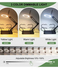 Helping Hands Soldering Station with 5X 10X magnifying lamp and four flexible arms under different light settings