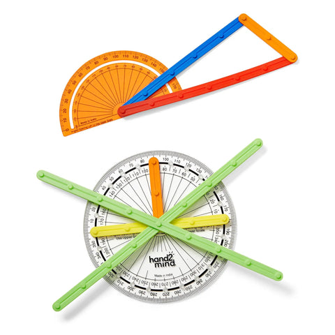 AngLegs Geometry Manipulatives Set With Protractors For Classroom Use, Hands On Angles And Polygons, colorful adjustable strips