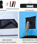 Kick Back In This Pop Up Ice Fishing Tent For Three To Five Crew Beat The Cold Hub Shelter showing mesh design and reinforced pull tab features.