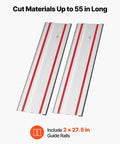 55 Inch Track Saw Guide Rail Kit With Two Twenty Seven Point Five Inch Aluminum Rails And Connector For Precise Pro Grade Woodworking Built For A Sweet Setup Compatible With Makita Festool And WEN Track Saws, two 27.5-inch rails visible