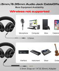 Wired Over-Ear Studio Monitor Headphones For Recording And Mixing With Fifty Millimeter Drivers And Wide Frequency Response, Delivers Punchy Bass And Clear Highs, DJ Style Stereo Sound, Includes One Quarter Inch To Three Point Five Millimeter Adapter with compatibility chart