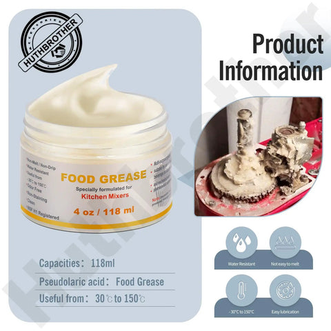 4 Oz Food Grade Grease For Stand Mixers Universal Kitchen Mixer Lubricant With Gasket And Spatula NSF H1 Accredited jar
