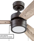 Madrona 52 Inch Bronze Ceiling Fan With A Smooth Quiet Reversible Motor And Lit LED Light Kit, two blade finishes visible