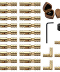 25 Piece Brass Hidden Cylinder Hinges Kit With Drill Locator And L Shaped Hex Wrench for DIY woodworking crafts