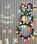 Bunny-shaped wreath with Pastel Globe USB String Lights 33Ft With 100 LEDs Easy Timer And Remote Indoor Outdoor Party Decor