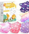 Kid Friendly KN95 Face Mask Disposable Unicorn Design for Ages 4-12, 5-Layer Protection, Pack of 50 Masks Box with Colorful Masks