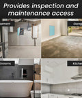 8x16 Push To Open Drywall Access Panel Featuring Rugged Aluminum Frame And Waterproof Gypsum Core Tileable Paintable Indoor Wall And Ceiling Service Door No Sweat Upgrade in basement and garage areas.