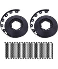 Durable 100Ft Landscape Edging Kit With 60 Spikes For Lawn And Garden Flexible Black 1.5 Inch Tall Border showing rolls and spikes