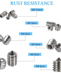 340 Piece Metric Set Screws Kit In 304 Stainless Steel, Allen Head Hex Socket Cone Point Set Screws, rust resistant M2.5 to M8