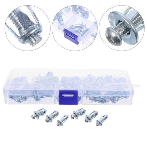 35 Piece Expansion Screws And Petal Nut Kit M4 M5 M6 For Hollow Walls Plasterboard Beefy Metal Petal Shaped Fasteners For Secure Furniture Assembly And DIY Projects Easy Install, plastic organizer box with metal screws