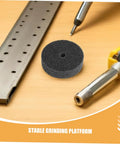 Get That Glowing Finish With This 6pcs Nylon Buffing Wheel Kit featuring a dark grey nylon buffing wheel on a stable grinding platform.