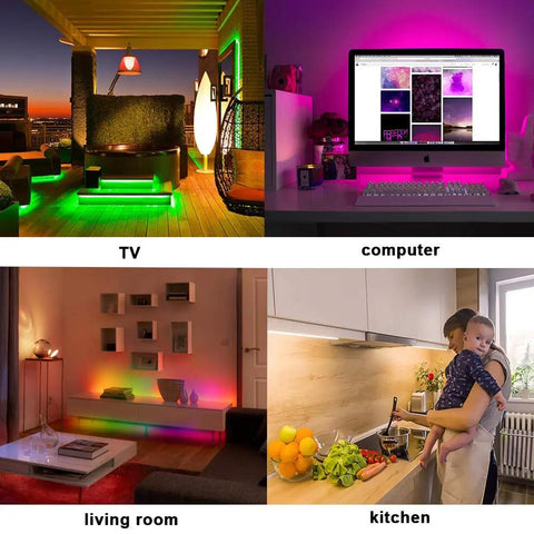Smart RGB Led Strip Lights For Bedroom 100 Ft With Music Sync Remote 40 Key WiFi And Bluetooth Control creating colorful ambience
