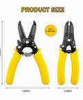 Heavy Duty Wire Stripper And Cutter Tool For 20-30 AWG Solid And Stranded Wires, Spring Loaded, Rust Resistant, Size Dimensions Shown