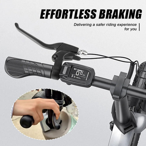 22Mm Ebike Brake Lever for Left and Right on 22Mm Handlebar With Two-Wire Waterproof Connector and 12Cm Cable shown on handlebars