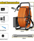 Pro Grade Sewer Inspection Camera Kit With 100Ft Cable 22mm Borescope For Pipes, 4.3 Inch IPS Screen, 12 LED Lights, 1000TVL HD, 8500mAh Battery, IP68 Waterproof, No DVR accessory set with 16GB card and charger