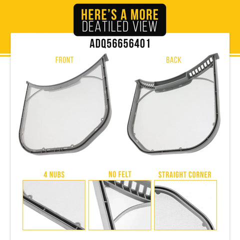 Front and back view of Dryer Lint Trap Screen Replacement for LG and Kenmore Elite Dryers Fits DLE3170W DLE3400W
