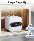 Say Goodbye To Cold Showers Quick Heat Mini Tank 2.1 Gallon 110V Setup with digital display for kitchen or RV installation.