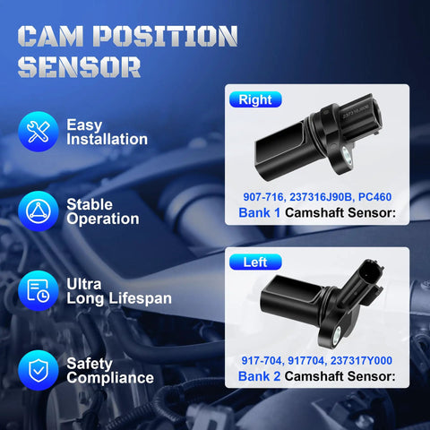 Two Pack Camshaft Position Sensor Replacement Set For Nissan And Infiniti V6 3.5L And 4.0L Engines Fits 350Z Altima Maxima Murano Quest Pathfinder Frontier Xterra And More, bank 1 and bank 2
