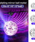 1.5 RPM Slow Disco Ball Motor For 4 To 16 Inch Mirror Balls, Heavy Duty Rotator, displaying 8, 10, 12 inch options