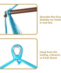 Sky Blue Caribbean XL Outdoor Hammock Chair Swing with durable polyester rope, spreader bar and hanging loop detail.