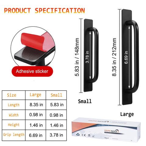 Product specifications of Self Adhesive Cabinet Handles 2 Pack Aluminum Alloy Push Pull Handles for kitchen cabinets, drawers.