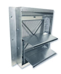No Worries 10 Inch Gravity Damper Intake Louvered Vents For Storage Sheds And Goat Barns, 2 Pack shown with silver finish and mesh.